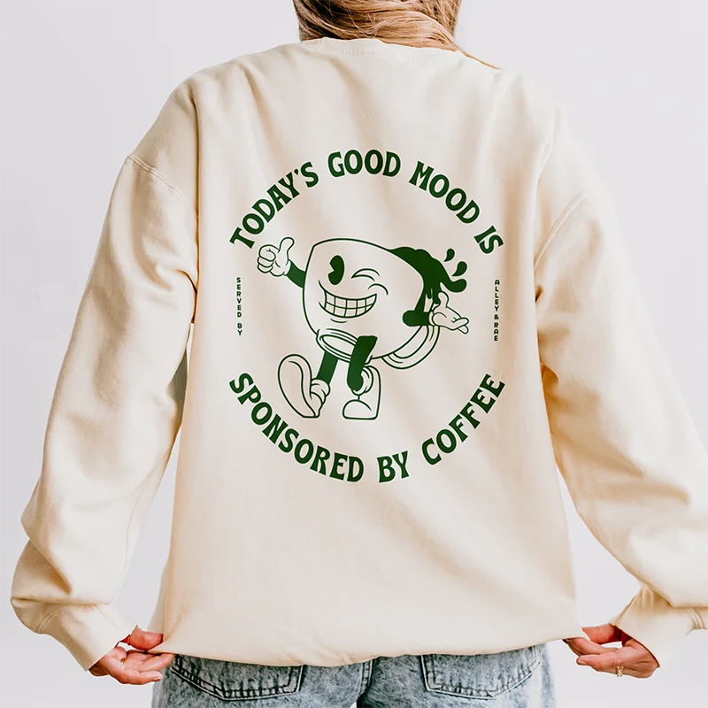 Today's Good Mood Is Sponsored By Coffee Lightweight Fleece Sweatshirt Hoodie with Turtle Neck Cozy Winter