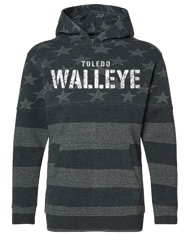 Toledo Walleye Black Medal Tri-Blend Hoodie Hoodie with Front Slit Layering Stylish