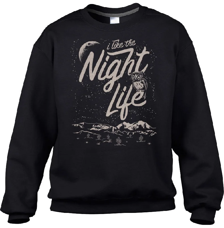 Unisex I Like the Night Life Sweatshirt Hoodie with Strings Custom Fit Adjustable