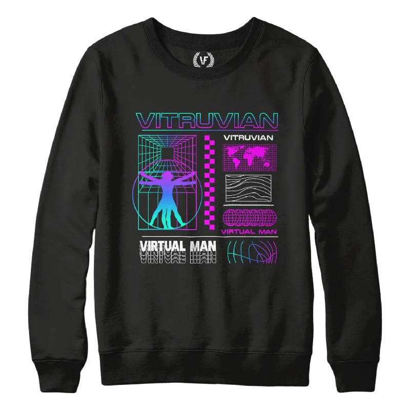 VITRUVIAN : Sweatshirt Hoodie with Zipper Placket Modern Functional