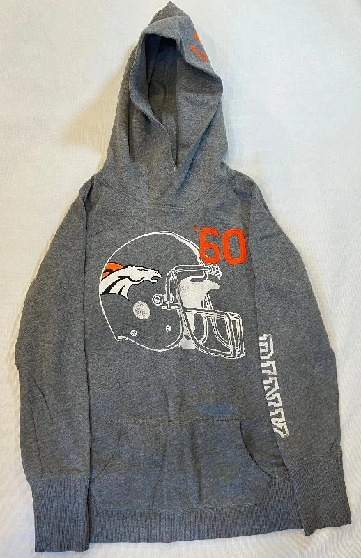 VS Pink- NFL Denver Broncos Hooded Sweatshirt Women size Large Hoodie with Velcro Closure Adjustable Secure