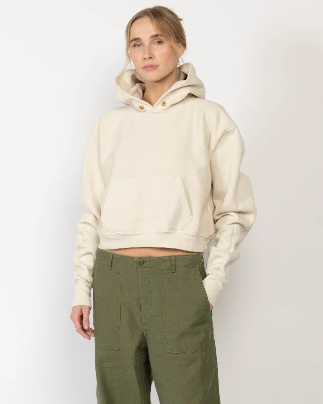 Cara Cropped Hoodie Hoodie with Ribbed Hem Stretchable Secure