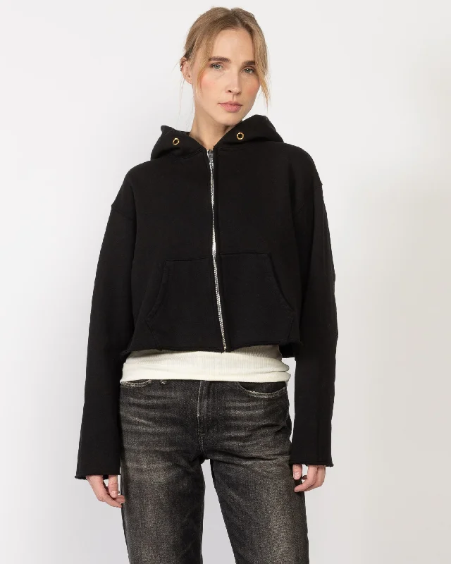 Rosa Raw Zip Hoodie Hoodie with Oversized Fit Loose Comfortable