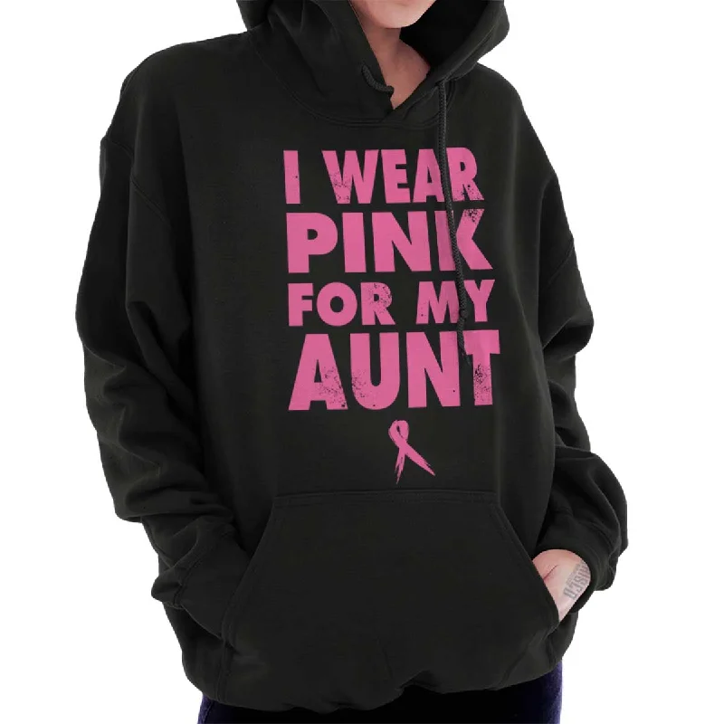 I Wear Pink For My Aunt Hoodie Hoodie with Zipper Placket Modern Functional