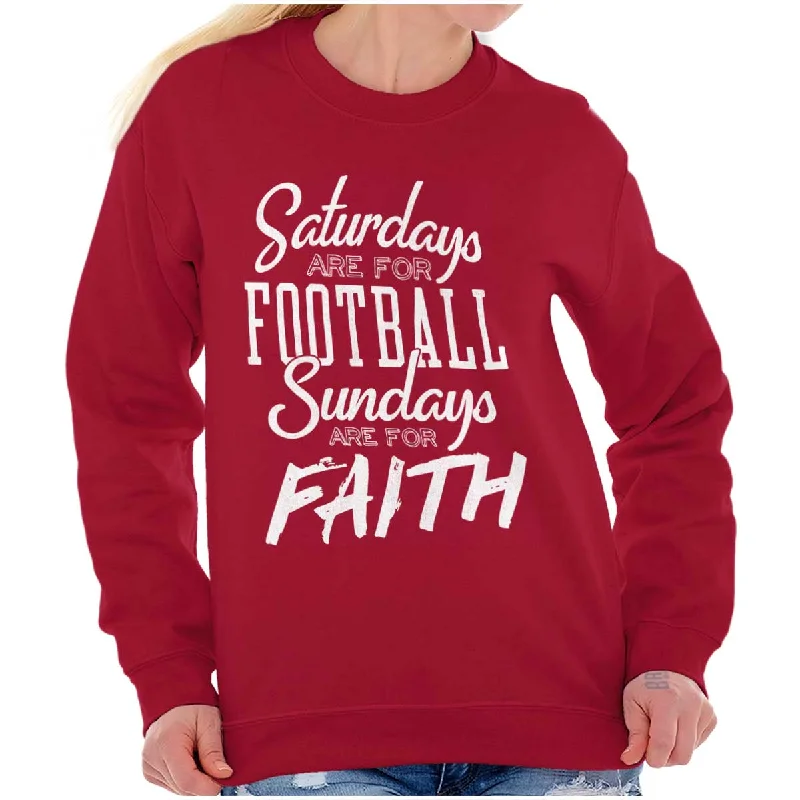 Weekend Football & Faith Crewneck Sweatshirt Hoodie with Sequins Glamorous Eye-catching