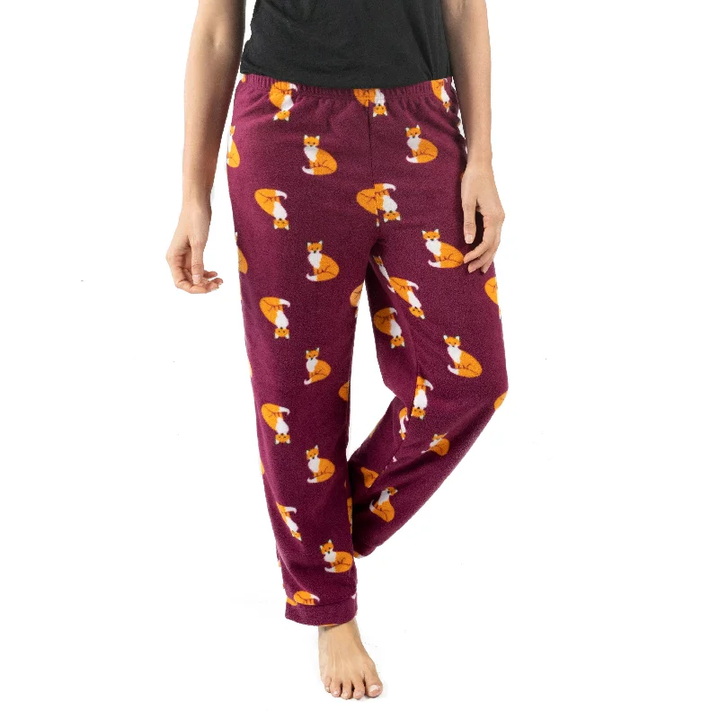 Womens Fleece Pajama Pants Fox Comfortable Jogger Trousers