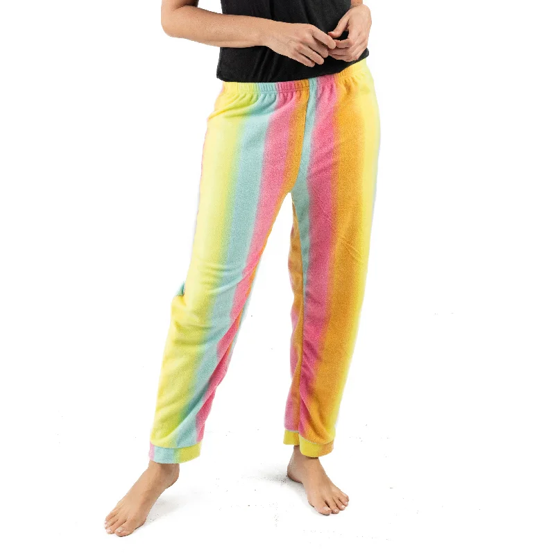 Womens Fleece Pajama Pants Rainbow Modern Stretch Trousers