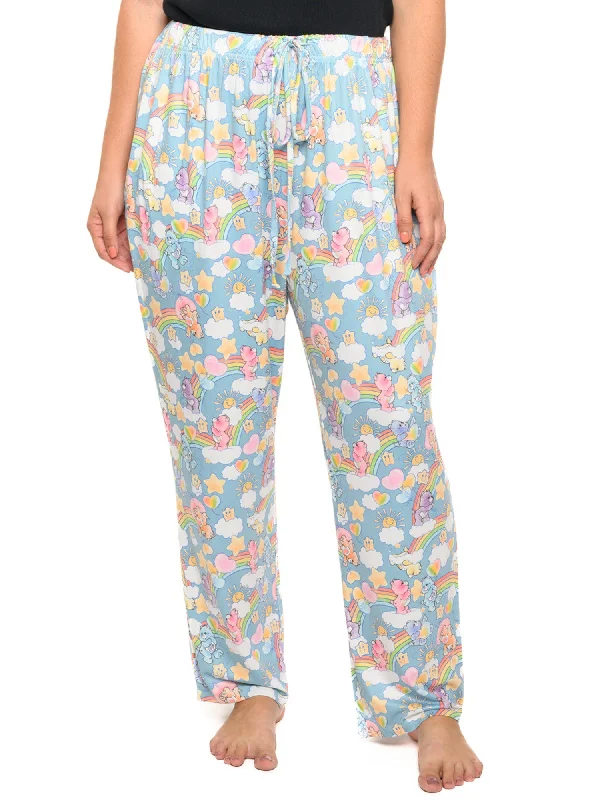 Womens Plus Care Bears Pajama Pants Loungewear Blue Bedtime Bear Share Bear Lightweight Linen Pants